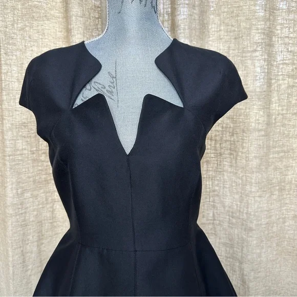 Halston Heritage Black Cotton + Silk Cocktail Dress, Size 4 - Picture 10 of 13